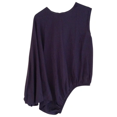 Pre-owned Lanvin Blue Silk Top