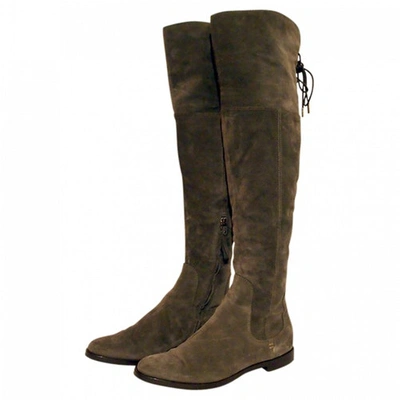 Pre-owned Sergio Rossi Khaki Suede Boots