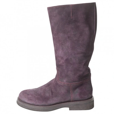 Pre-owned Ann Demeulemeester Purple Suede Boots