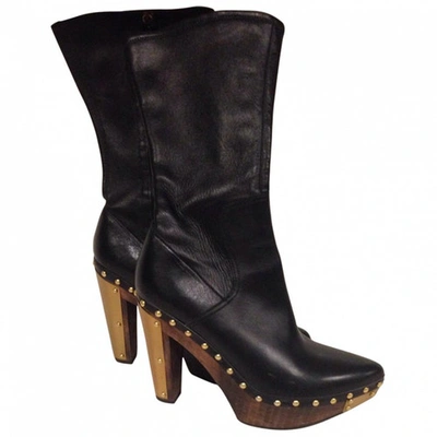 Pre-owned Miu Miu Black Leather Boots