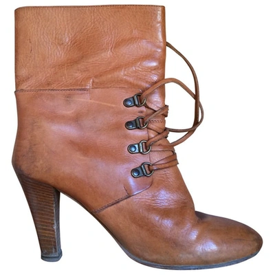 Pre-owned Sandro Brown Leather Ankle Boots