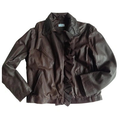 Pre-owned Philosophy Di Alberta Ferretti Brown Leather Biker Jacket