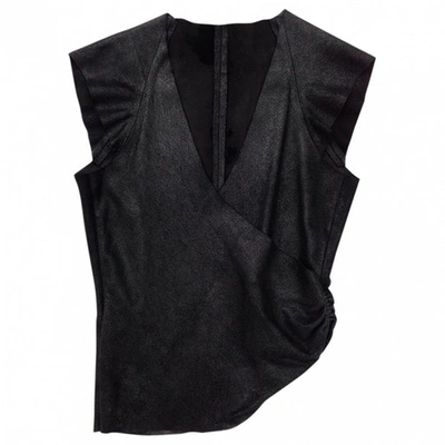 Pre-owned Isabel Marant Iridescent Leather Top In Black