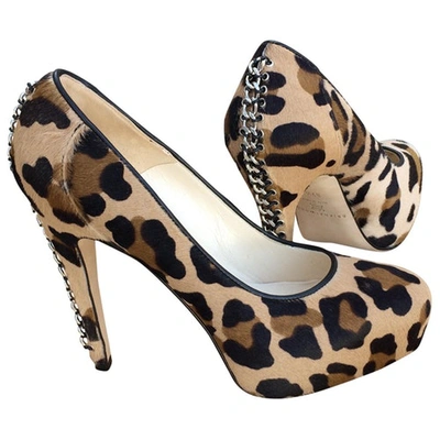 Pre-owned Brian Atwood Leopard Print Pony-style Calfskin Heels In Brown