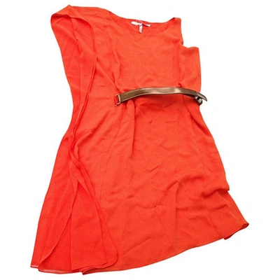 Pre-owned Halston Heritage Orange Silk Dress