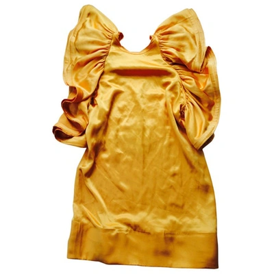 Pre-owned Lanvin Silk Mini Dress In Yellow