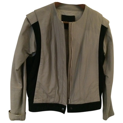 Pre-owned American Retro Beige Leather Jacket