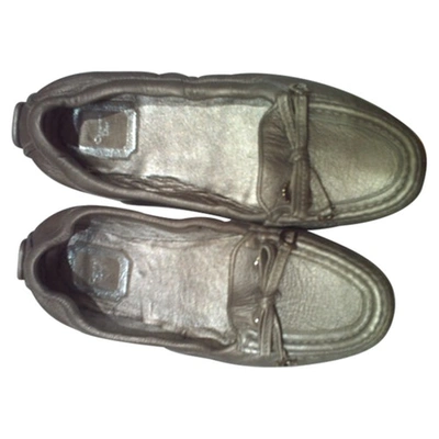 Pre-owned Dior Silver Leather Flats