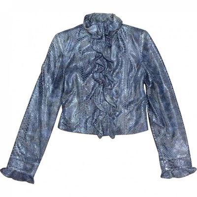 Pre-owned Giorgio Armani Blue Leather Jacket