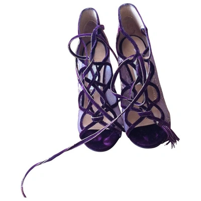Pre-owned Ferragamo Burgundy Velvet Heels