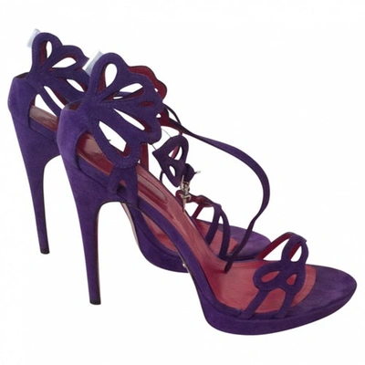 Pre-owned Cesare Paciotti Purple Suede Sandals