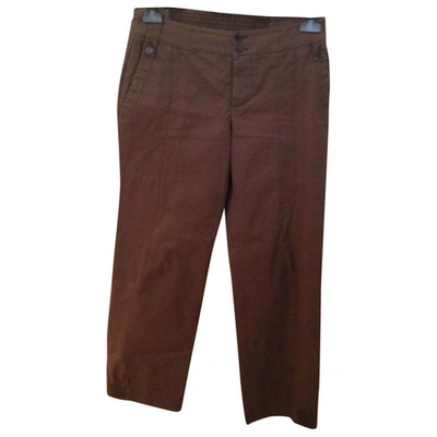 Pre-owned Gucci Khaki Cotton Trousers