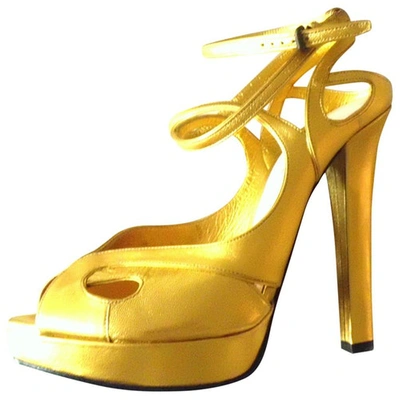 Pre-owned Bottega Veneta Leather Sandal In Gold
