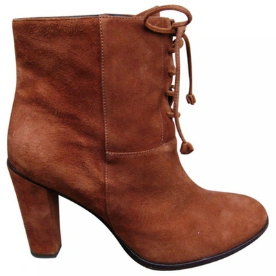 Pre-owned Tila March Orange Suede Ankle Boots