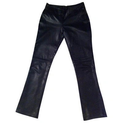 Pre-owned Polo Ralph Lauren Black Leather Trousers