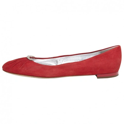 Pre-owned Giuseppe Zanotti Red Suede Ballet Flats