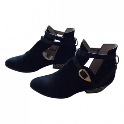 Pre-owned Atalanta Weller Black Suede Ankle Boots
