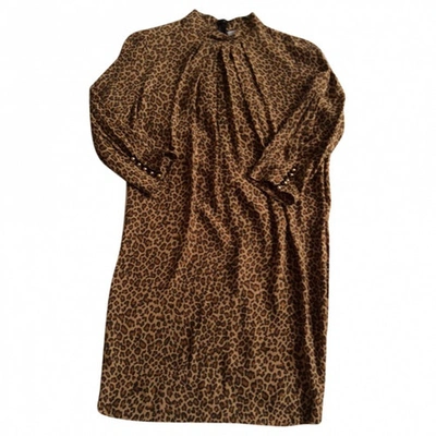 Pre-owned Sandro Leopard Print Viscose Dress In Brown