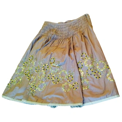 Pre-owned Nicole Farhi Ecru Cotton Skirt