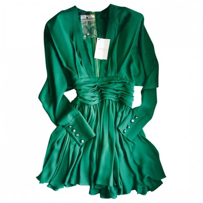 Pre-owned Balmain Silk Mini Dress In Green