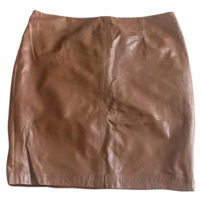 Pre-owned Tara Jarmon Brown Leather Skirt