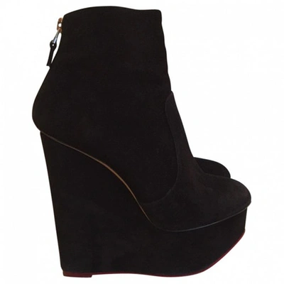 Pre-owned Charlotte Olympia Black Suede Boots