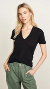 Monrow Tissue V Neck Tee In Black