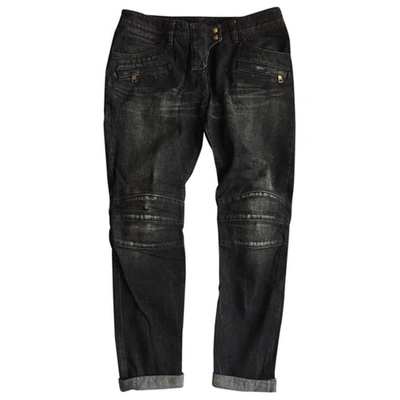 Pre-owned Balmain Anthracite Cotton Trousers