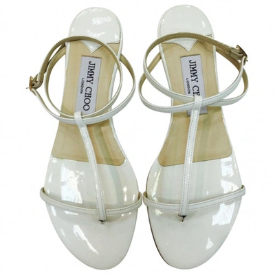 Pre-owned Jimmy Choo Patent Leather Flip Flops In White