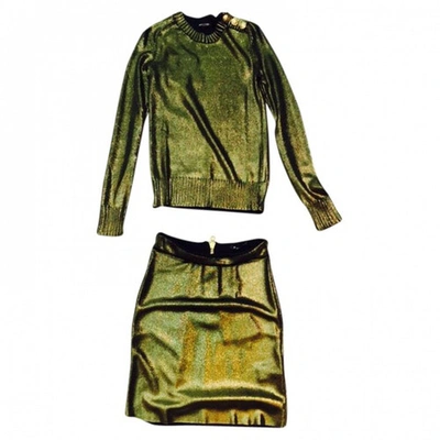 Pre-owned Balmain Gold Viscose Skirt
