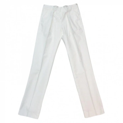 Pre-owned Roberto Cavalli White Cotton Trousers