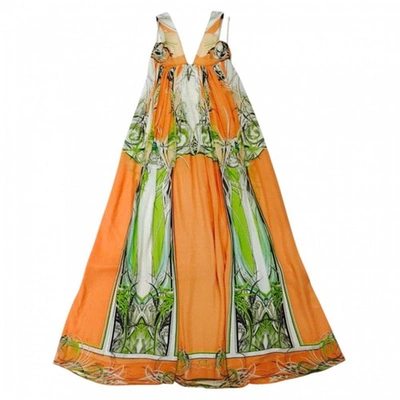 Pre-owned Roberto Cavalli Orange Silk Dress