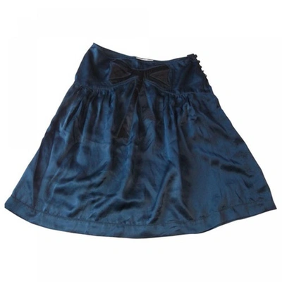 Pre-owned Maje Blue Silk Skirt