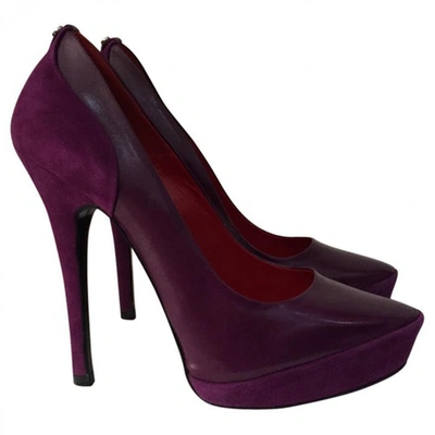 Pre-owned Cesare Paciotti Purple Leather Heels