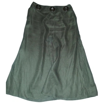 Pre-owned Valentino Khaki Linen Skirt