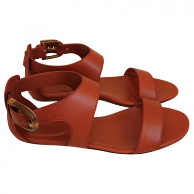 Pre-owned Gucci Leather Sandals In Orange