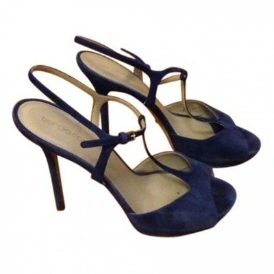 Pre-owned Sergio Rossi Blue Suede Sandals