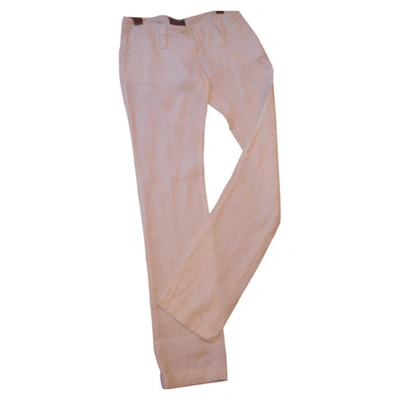 Pre-owned Dolce & Gabbana White Linen Trousers