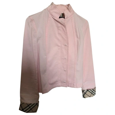 Pre-owned Burberry Pink Cotton Biker Jacket