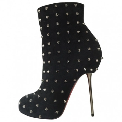 Pre-owned Christian Louboutin Black Suede Ankle Boots