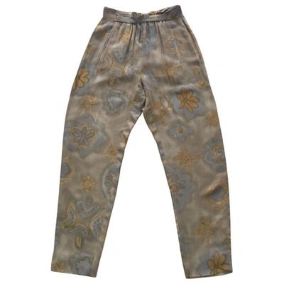 Pre-owned Giorgio Armani Khaki Silk Trousers