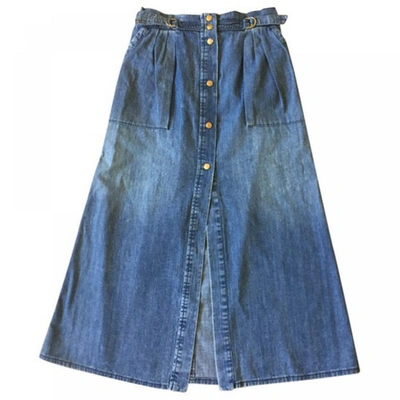 Pre-owned Pierre Balmain Blue Cotton Skirt