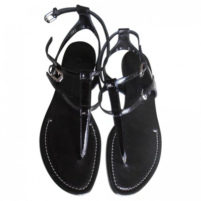 Pre-owned Ralph Lauren Black Patent Leather Sandals