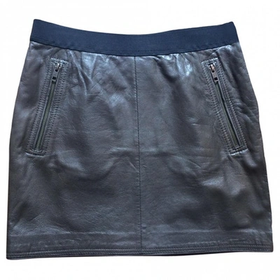 Pre-owned Sandro Khaki Leather Skirt