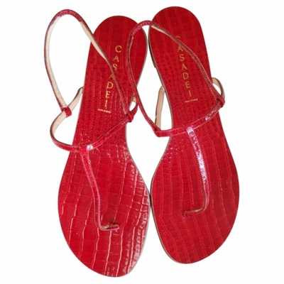 Pre-owned Casadei Red Patent Leather Sandals