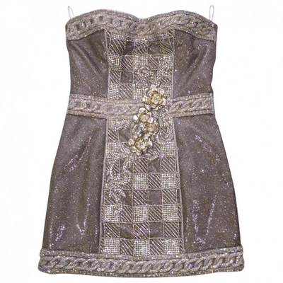 Pre-owned Balmain Silk Mini Dress In Silver