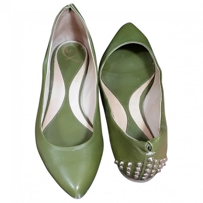 Pre-owned Mcq By Alexander Mcqueen Khaki Leather Ballet Flats