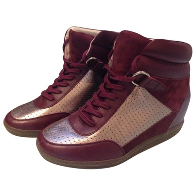 Pre-owned Sandro Burgundy Suede Trainers