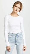 Splendid Crew Neck Long Sleeve Top In White