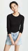 Splendid Zander Easy Slub Long-sleeve Crewneck Tee In Black